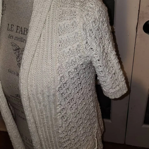 Moth Anthropologie Womens Cream Open Front Cardigan Sweater Small - Picture 3 of 4